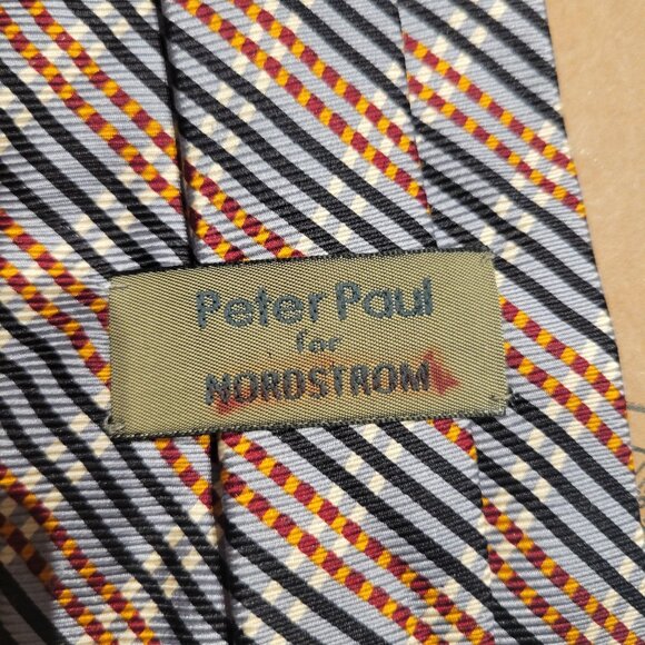 VTG Peter Paul for Nordstrom All Silk Textured Stripe Necktie - 90s/Y2K - Picture 2 of 3